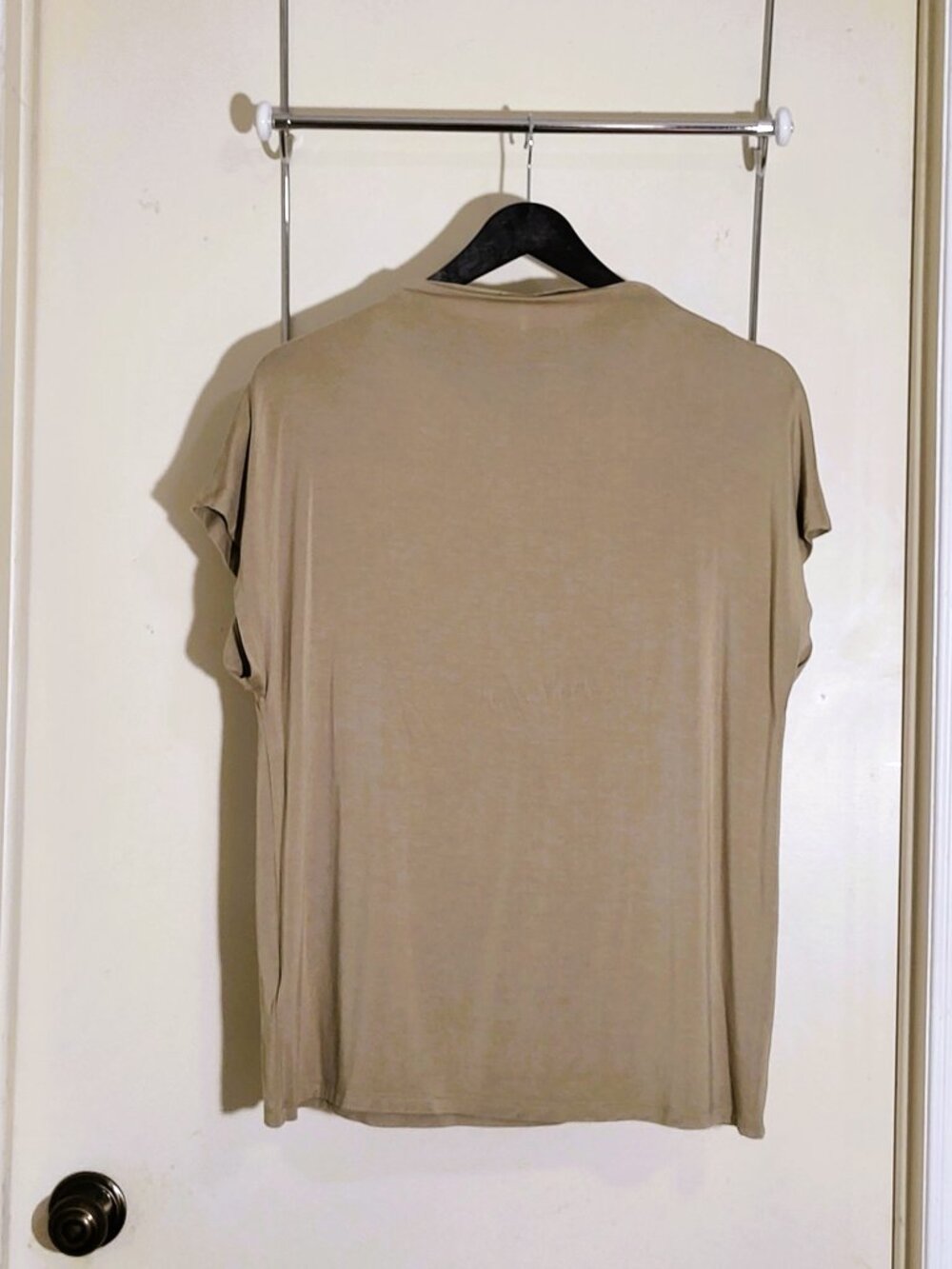 Stylish Calvin Klein Cap Sleeves Blouse. Taupe - Picture 6 of 10